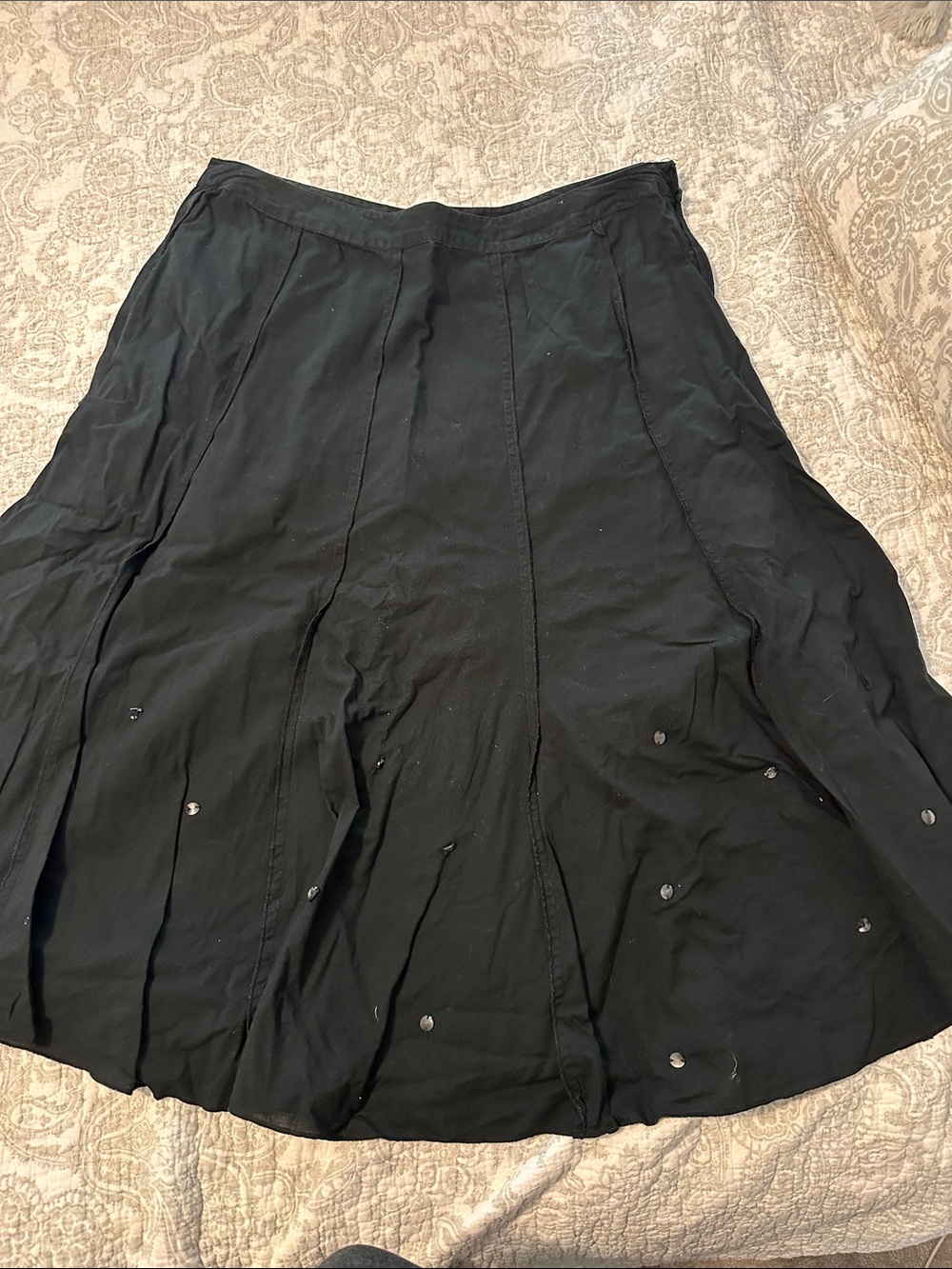 Merona Black A-Line Midi Skirt with Stud Embellishments